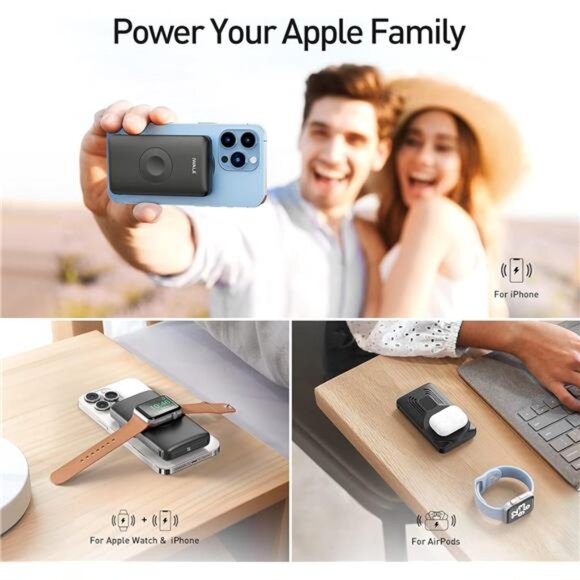 Magnetic Wireless Power Bank with iWatch Charger,10000mAh PD Fast Charging - Picture 3 of 7